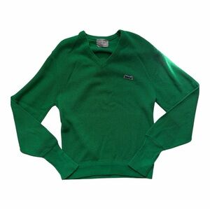 Vintage Le Tigre Kelly Green V-Neck Long Sleeve Knit Sweater Medium